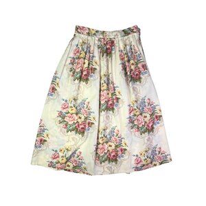 Vintage 1980s Russ Studio 27" Waist Floral Skirt Side Zip Unlined